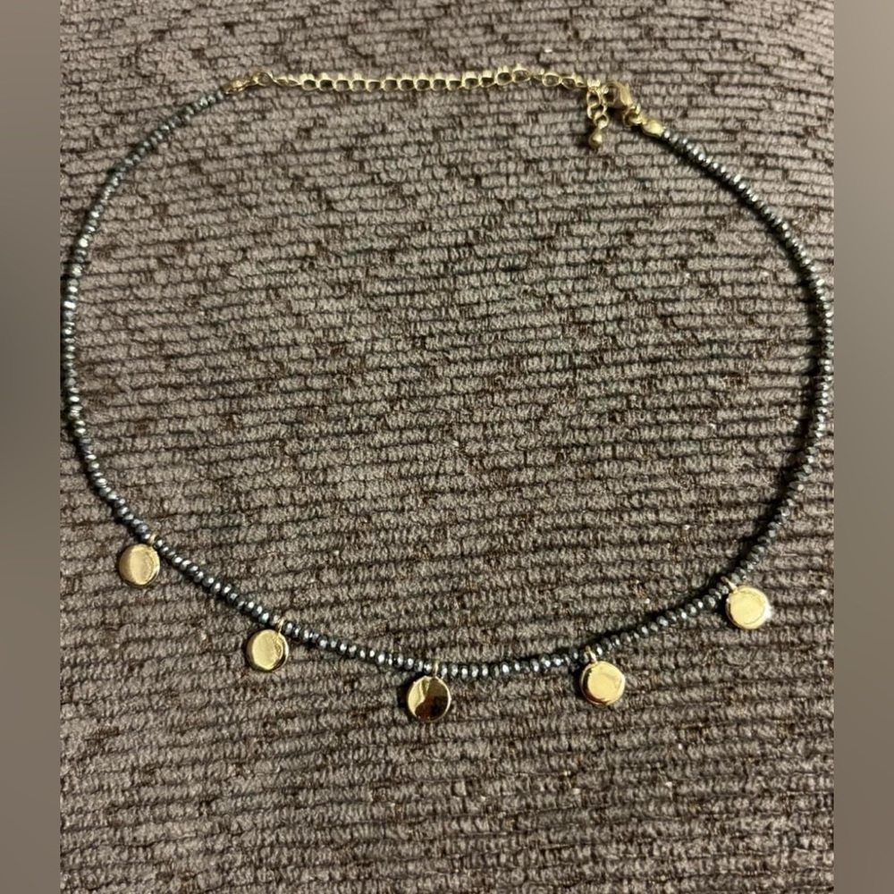 Hematite with Gold Detail Choker